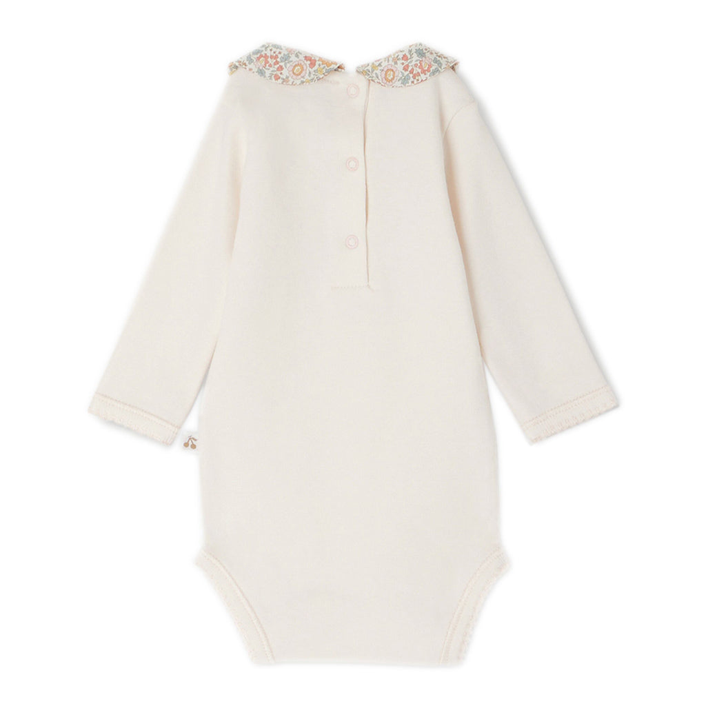 Bonpoint Cygne Bodysuit With Orange Embroidered Collar