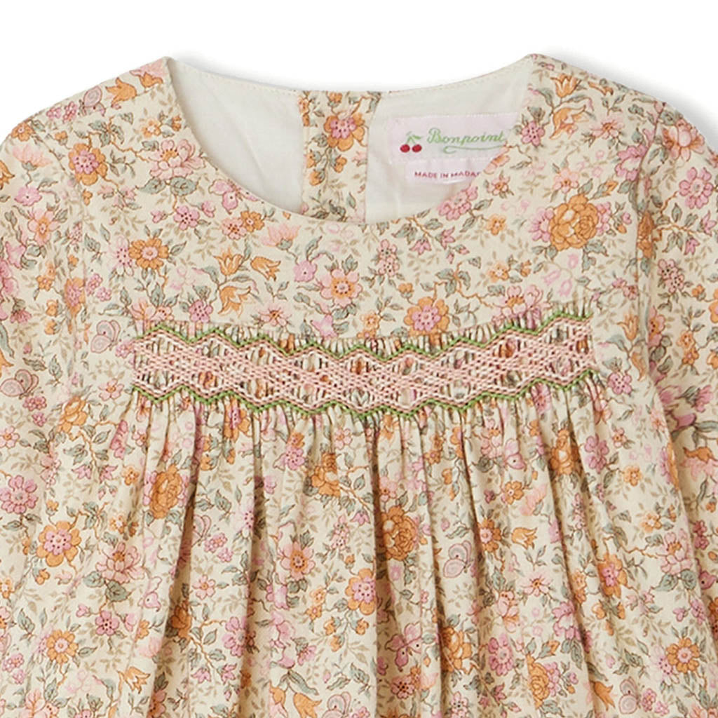 Bonpoint Félicie Smocked Dress in Cotton and Wool Liberty Fabric