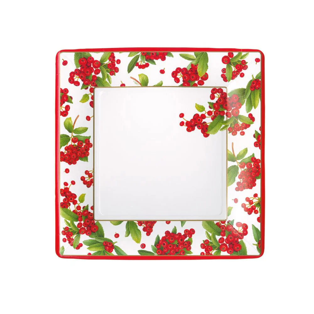 Christmas Berry Red SQ Caspari Salad/Dessert Plates