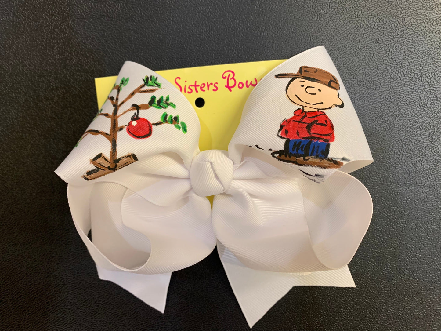 Charlie Brown Christmas - Handpainted Hair bow - Choose 6â or 8â