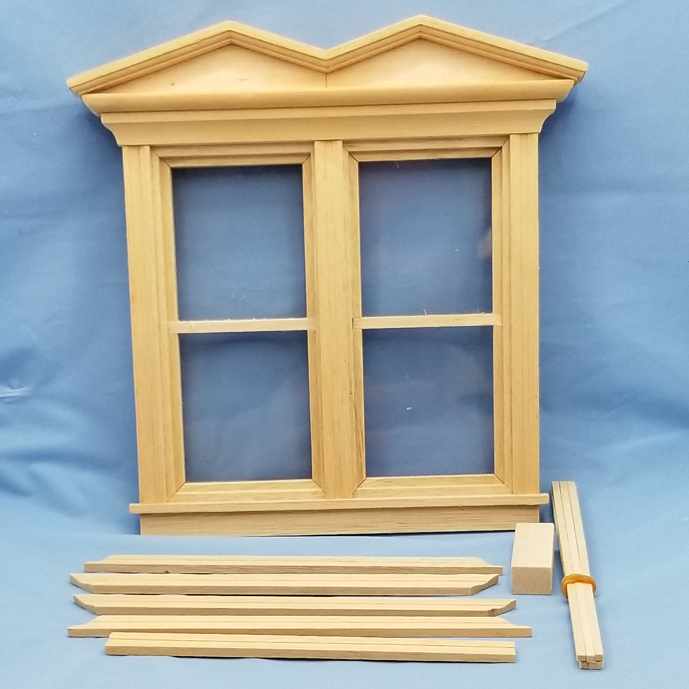 Double Hooded Victorian Non-working Window - 1/12 Scale Miniature