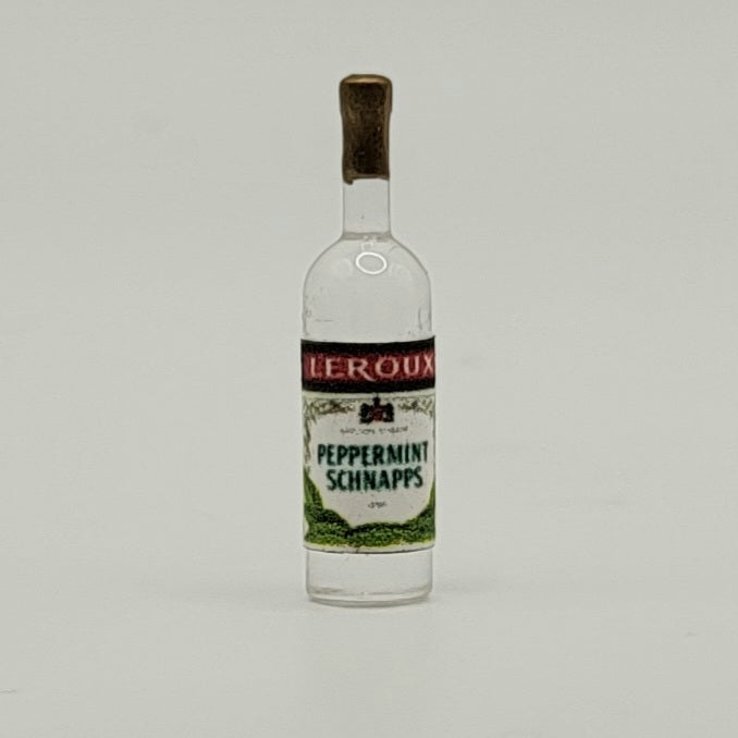 Bottle of Peppermint Schnapps - 1/12 Scale Dollhouse Miniature