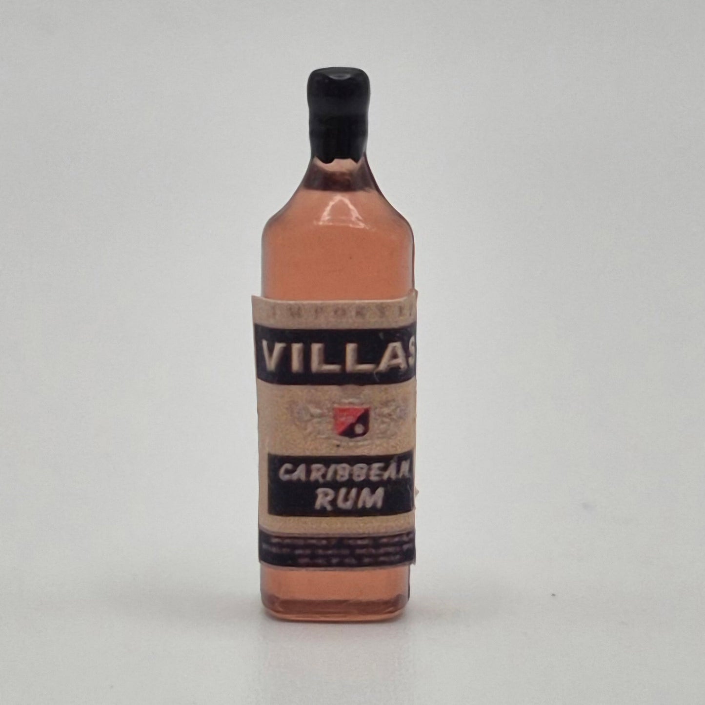 Bottle of Villas Caribbean Rum - 1/12 Scale Dollhouse Miniature