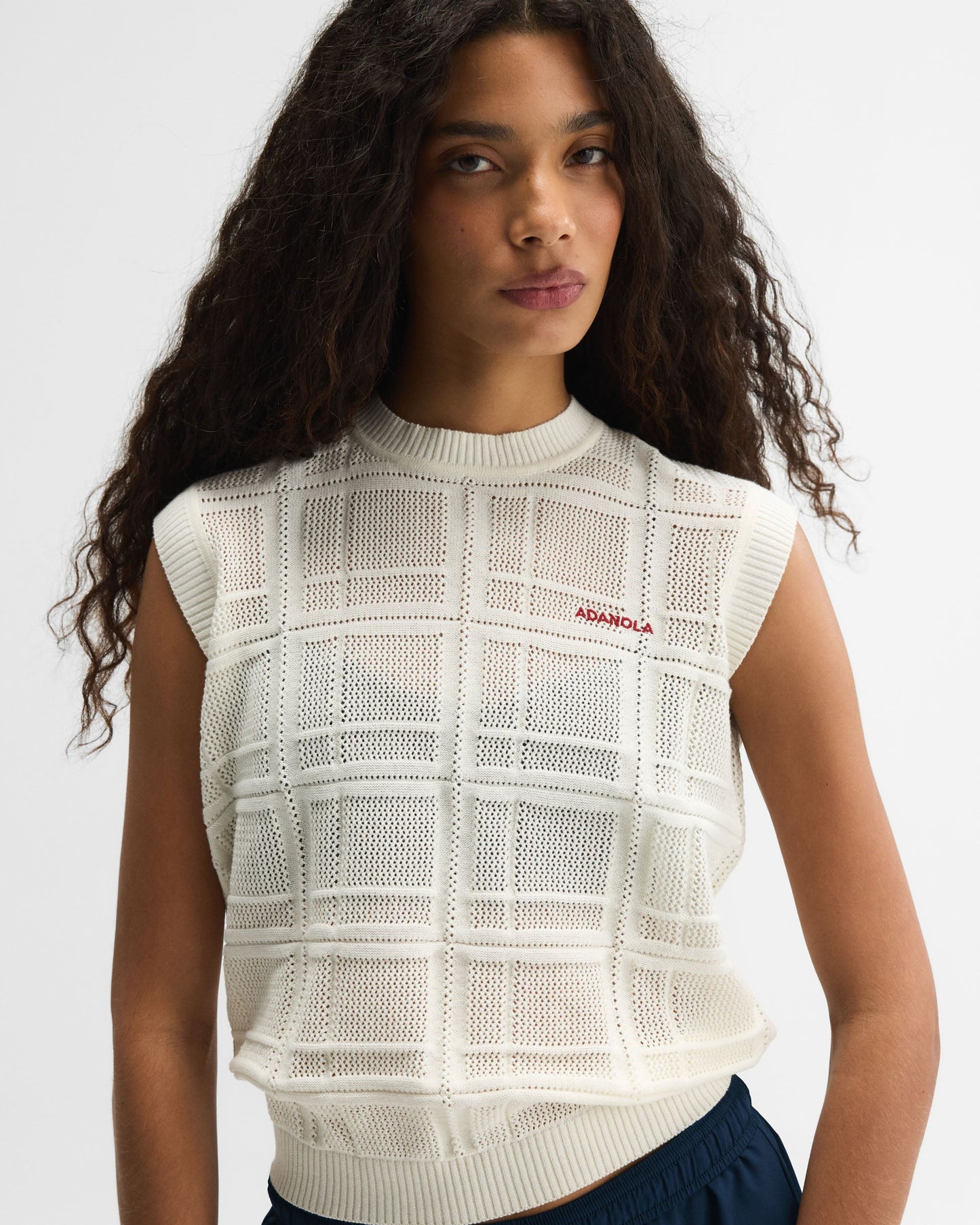 Jaquard Knit Vest Top - Marshmallow White