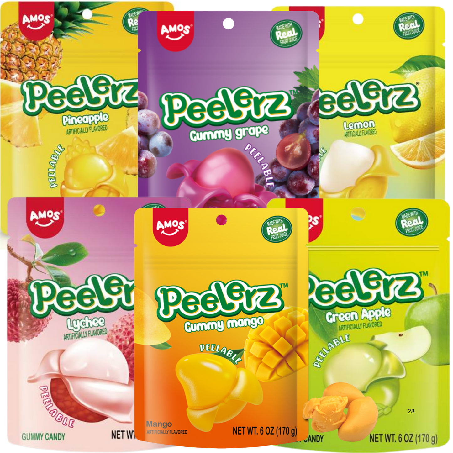Amos Peelerz 6oz Variety Box 6 Flavors - 6 OZ 72 Pack