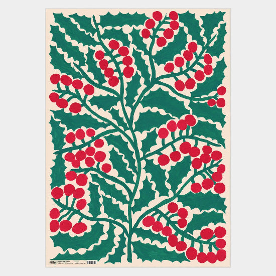 Holly Gift Wrap Individual Sheet