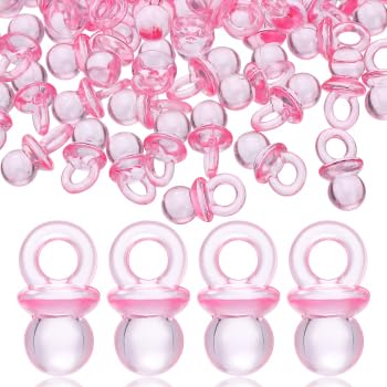 100 Pcs Acrylic Pacifiers: Mini Cute Shower Pacifiers Necklace Bulk Party Favors Charm Pacifiers for Shower Favors Decoration