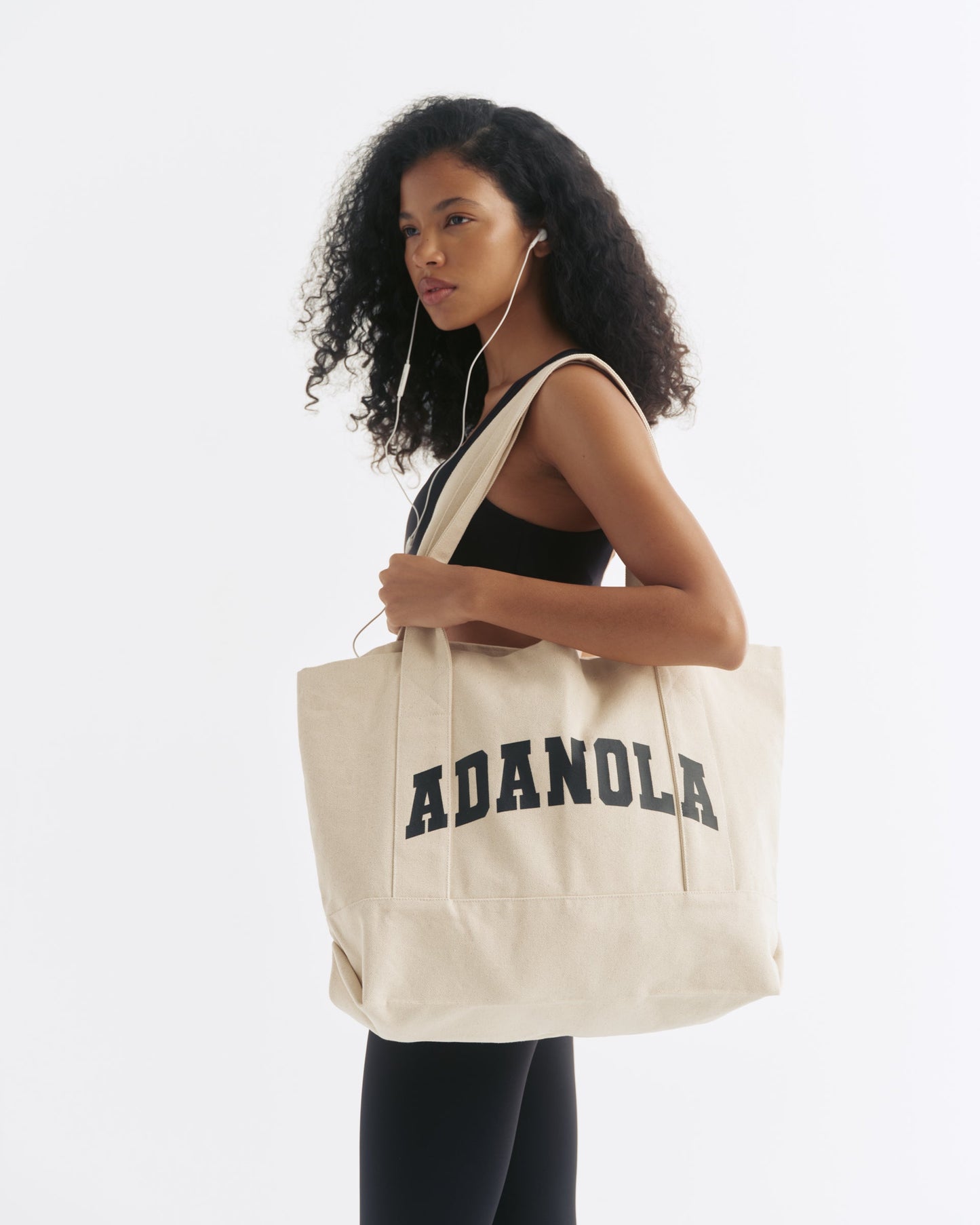 Varsity Tote Bag - Cream/Black