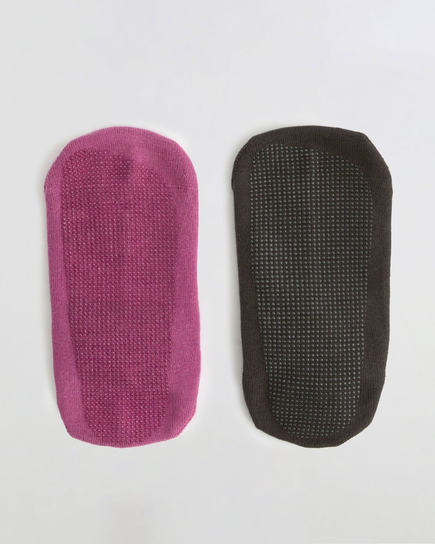 2 Pack Pilates Grip Socks - Coffee Bean/Deep Pink