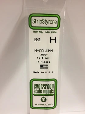 Evergreen H Column .060" - Opaque White Polystyrene - #281