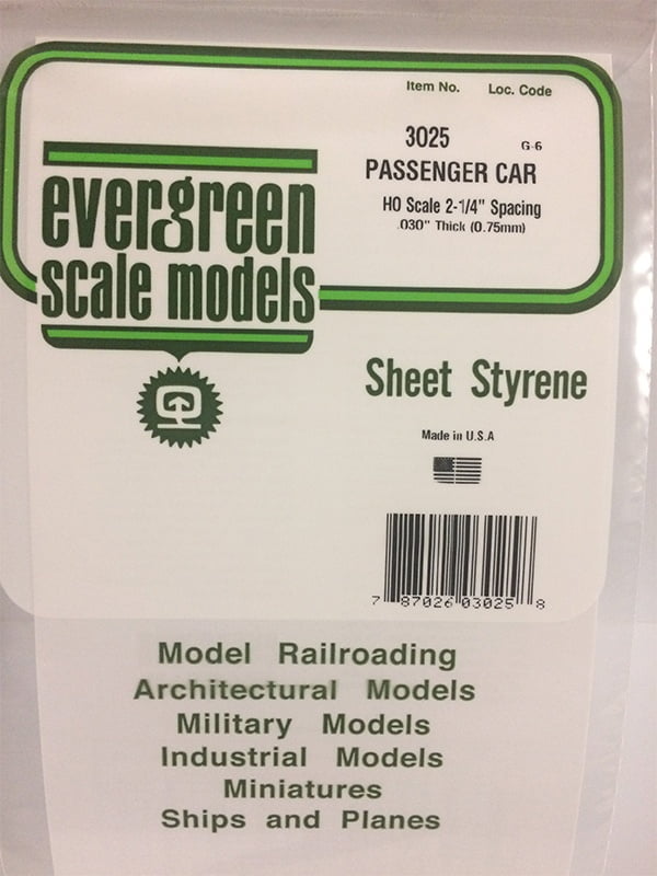 Evergreen HO Scale Passenger Siding - Opaque White Polystyrene - #3025