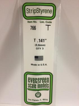 Evergreen T Channel 3.6MM - Opaque White Polystyrene - #766
