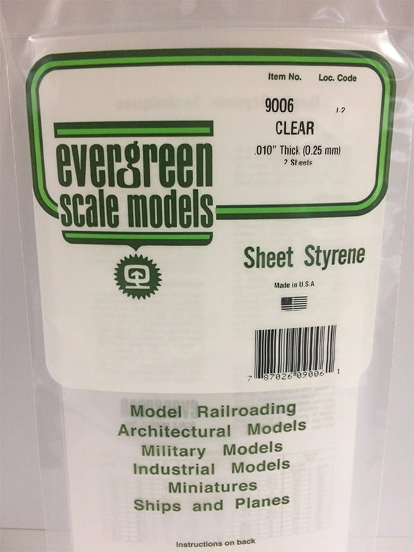 Evergreen Clear Sheet .010" - 6x12 - Clear Polystyrene - #9006