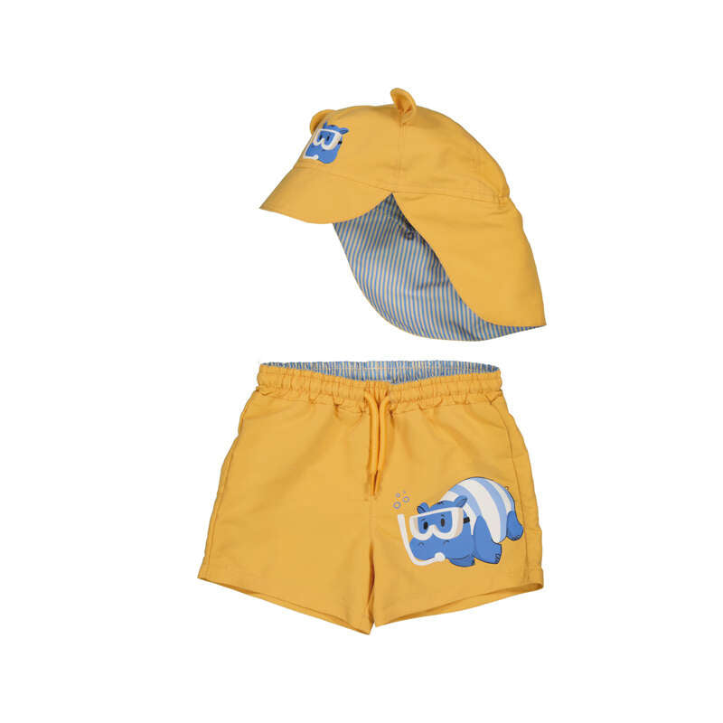 Hippo 2-Piece Swim Short and Hat Set - Select Size