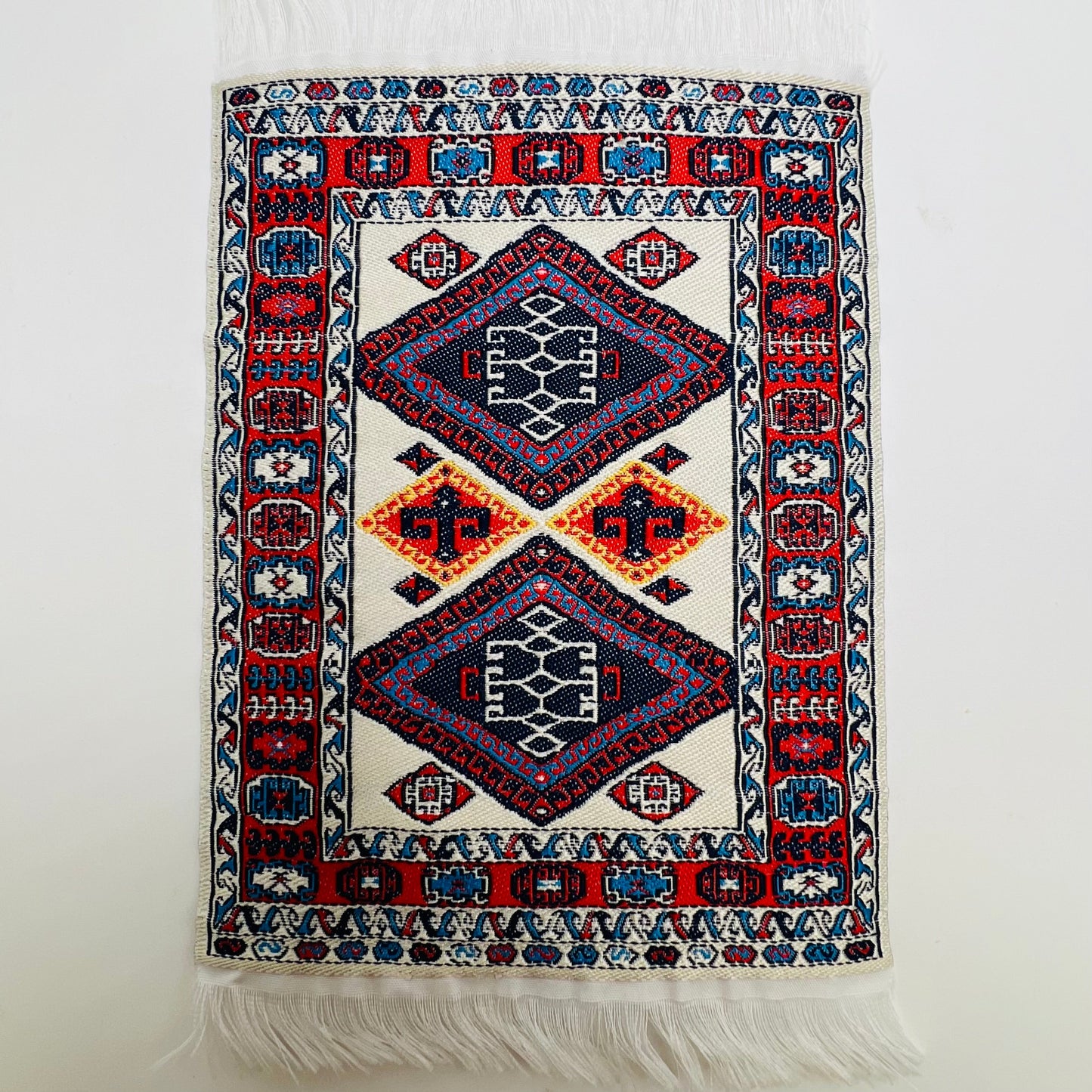 Small Woven Carpet - Blue/Red/White - Dollhouse Miniature