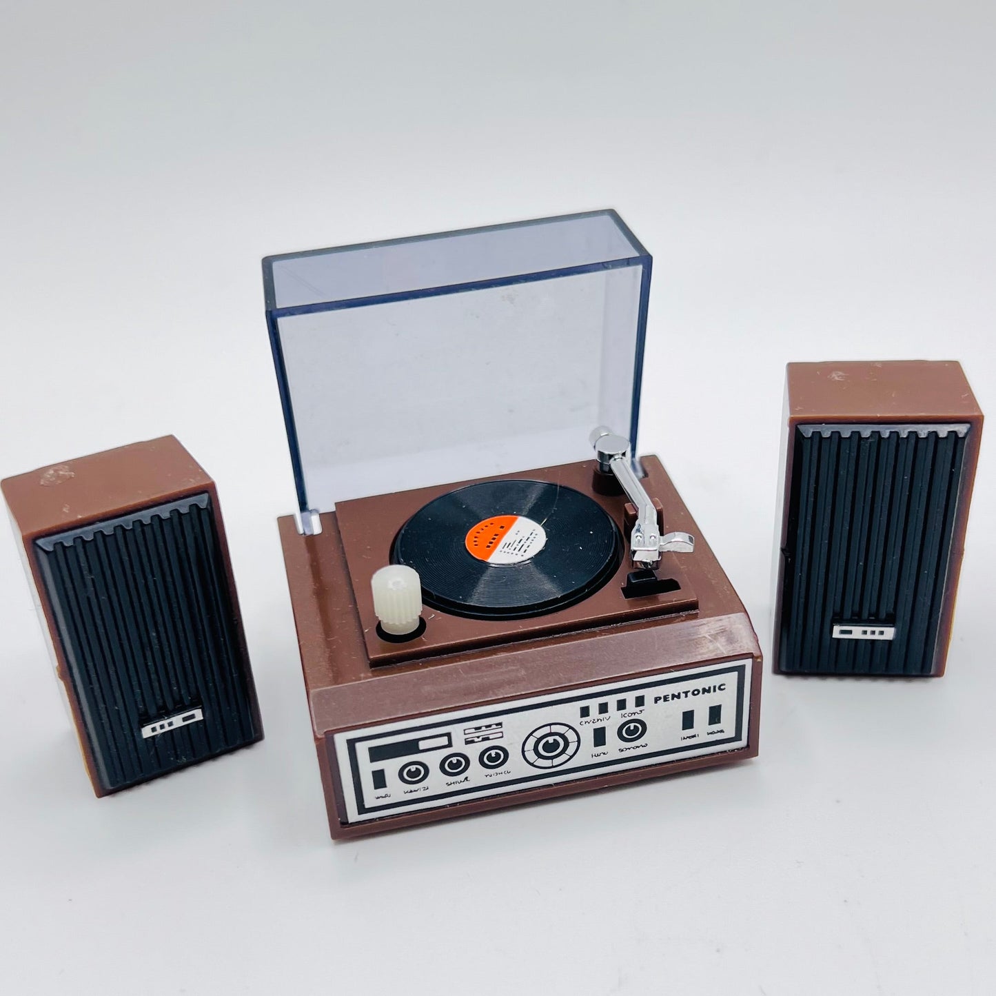 Pentonic Wind-up Mini Record Player with two Speakers - 1/12 Scale Dollhouse Miniature