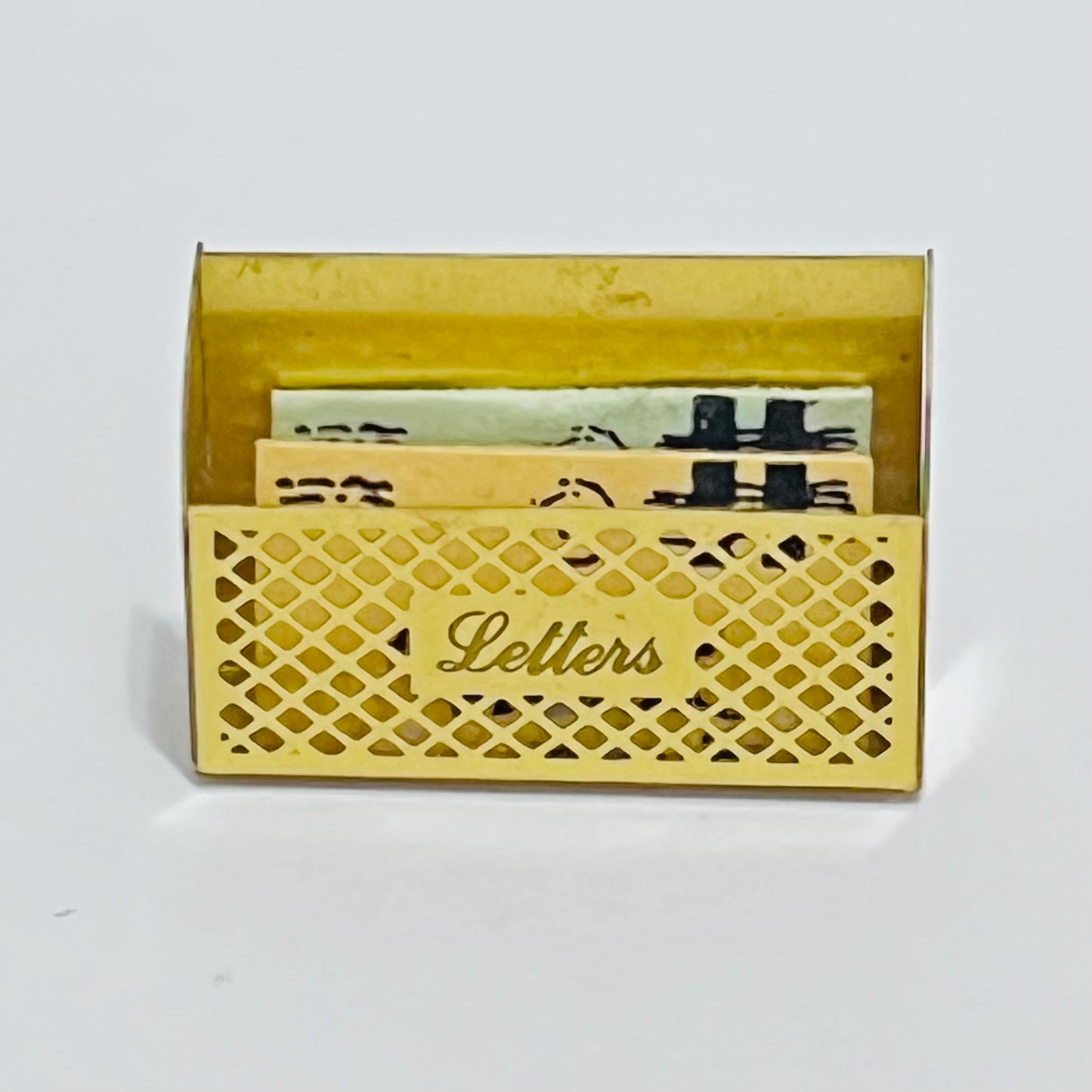 Brass Letter Holder with Letters - 1/12 Scale Dollhouse Miniature