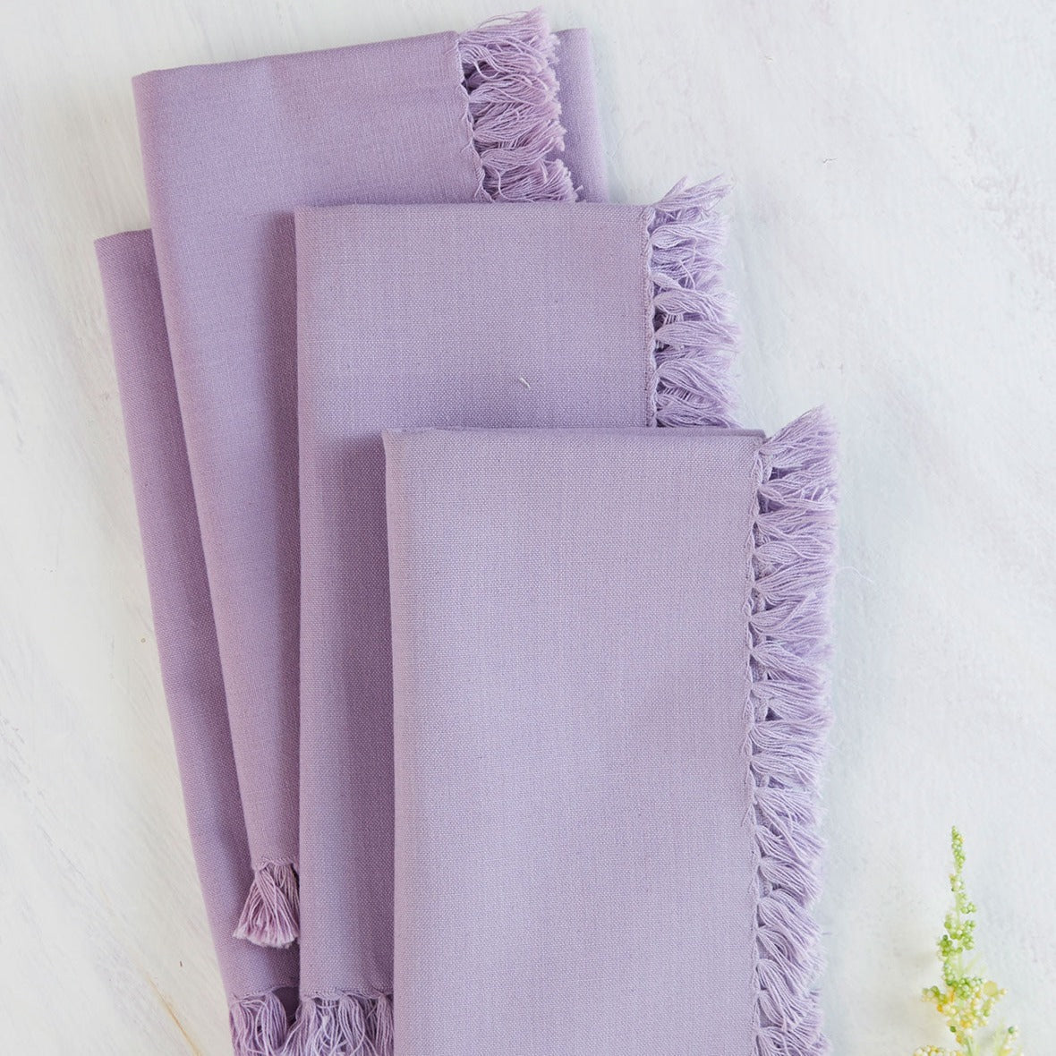 April Cornell Lavender Essential Fringed Napkins, Set of 4