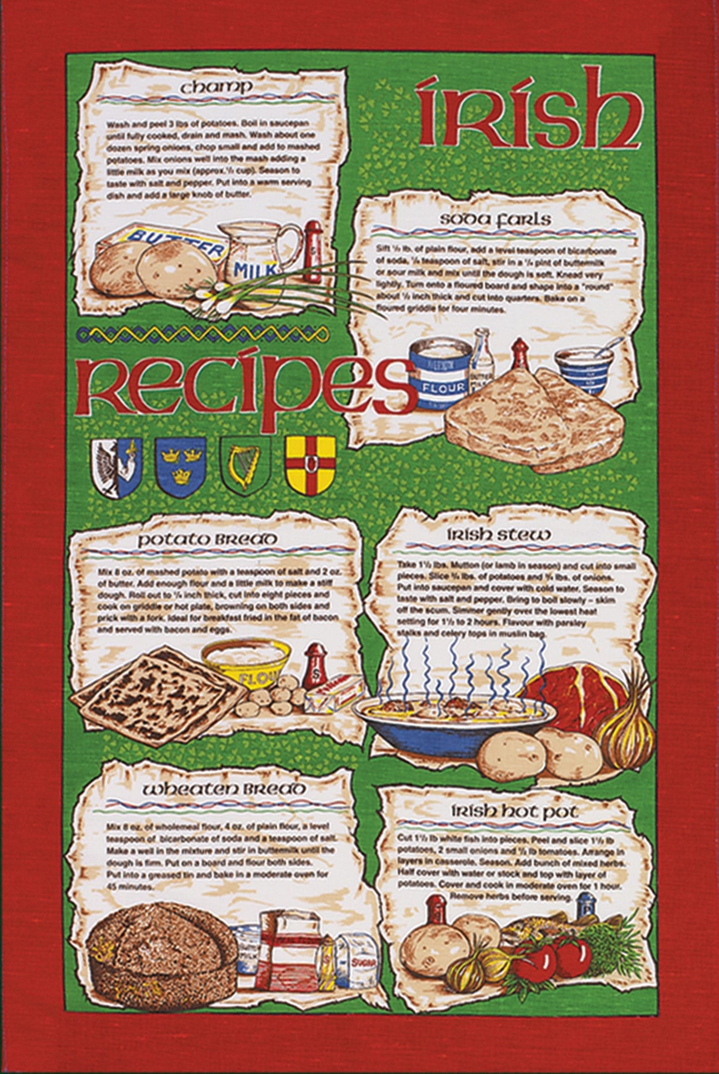 Irish Recipes Tea Towel