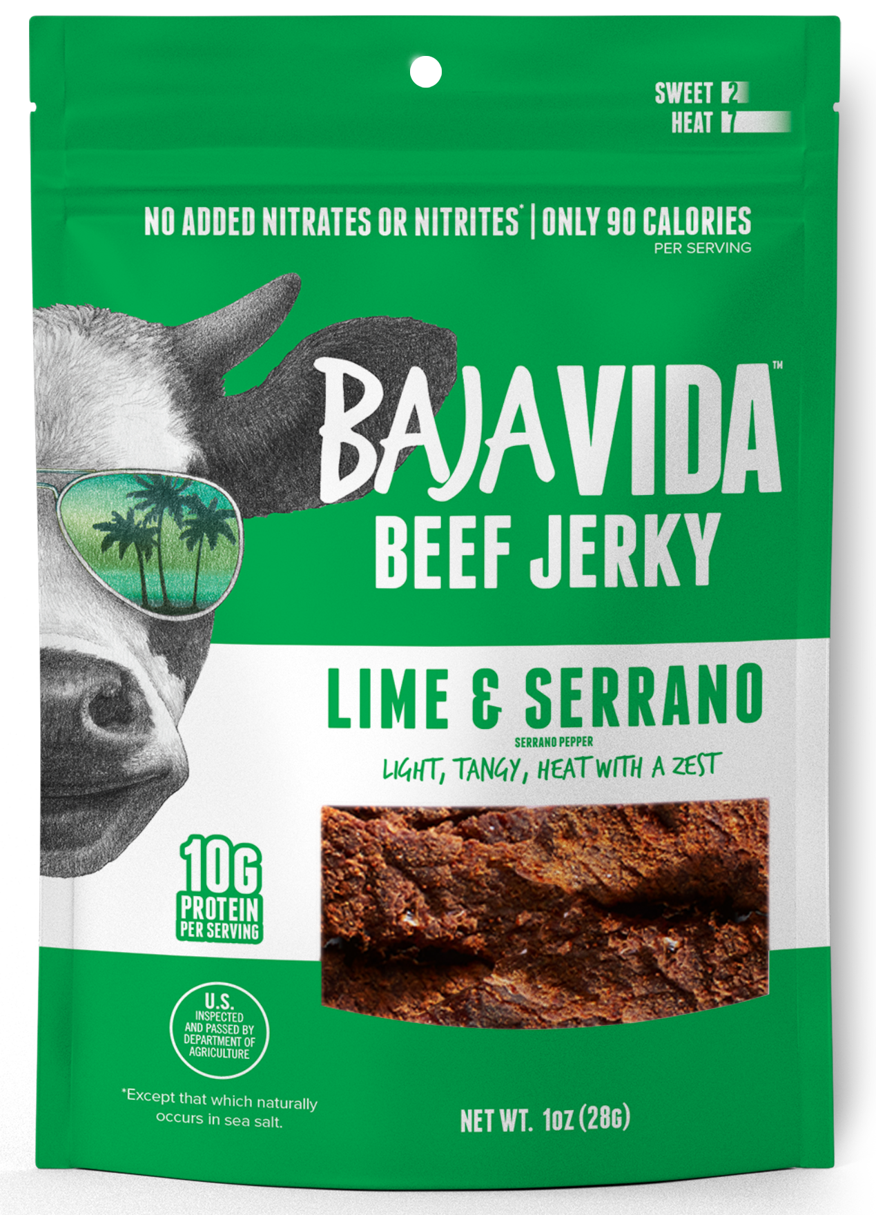 Baja Vida Snacks Lime And Serrano Beef Jerky - 1 OZ 72 Pack