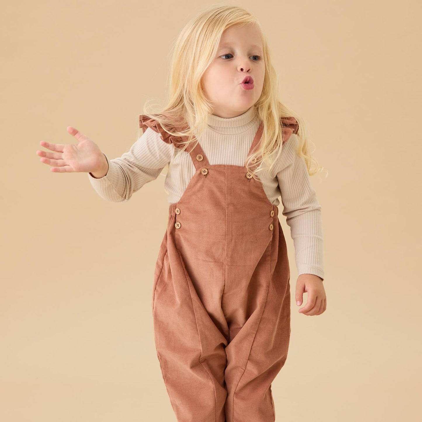 Frilled Corduroy Dungarees & Bodysuit Outfit