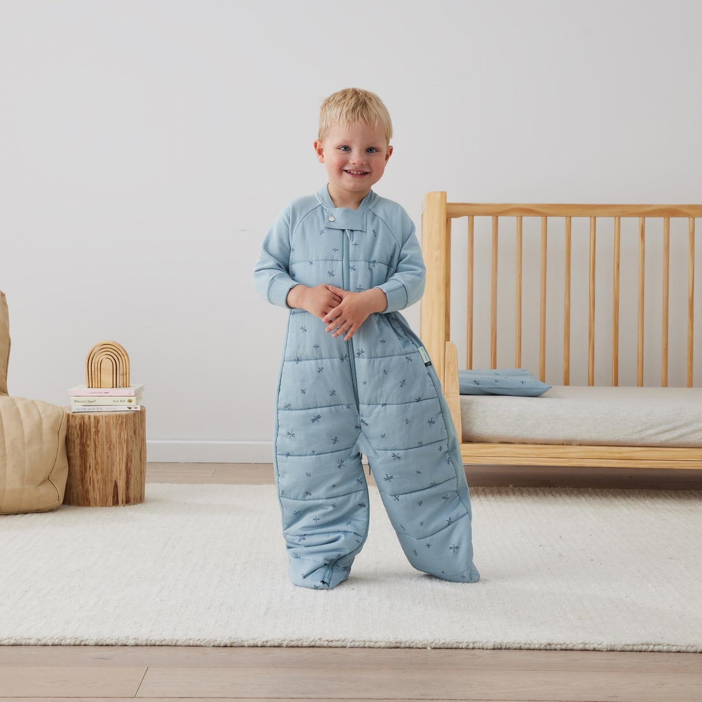 ergoPouch - Organic Winter Long Sleeved 2 in 1 Sleeping Suit Bag - Dragonflies 3.5 TOG