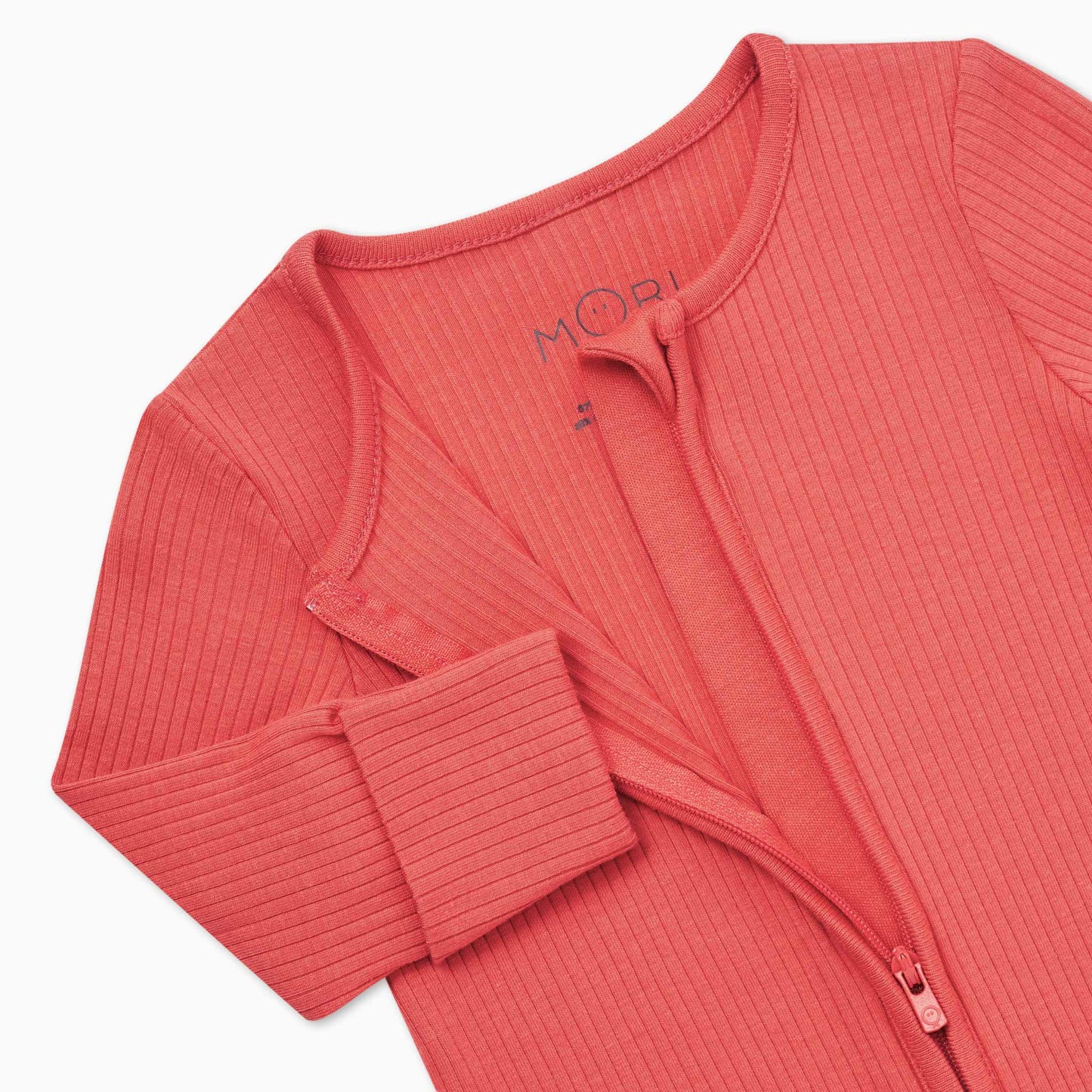 Coral Ribbed Clever Zip Sleepsuit