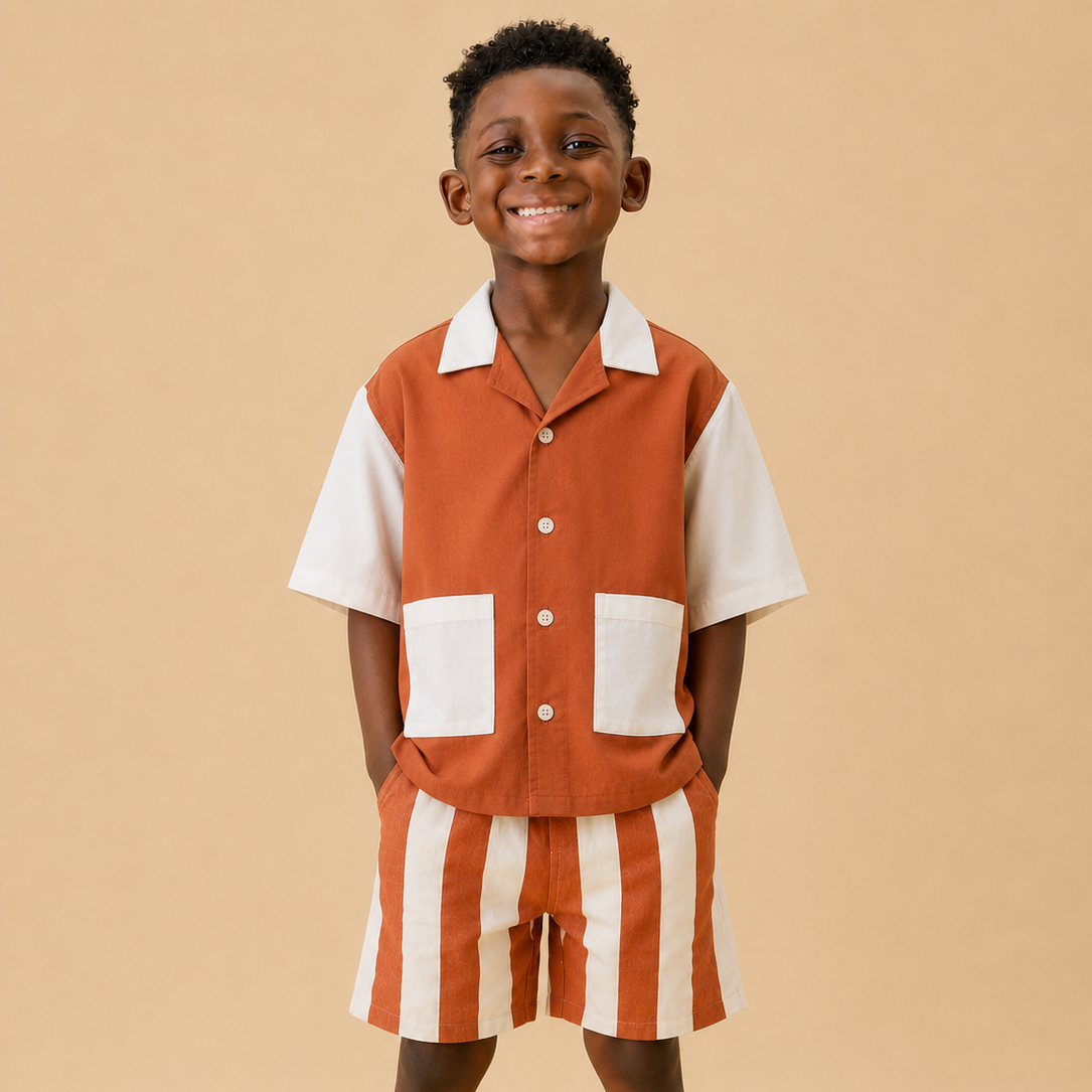 KIDLY by MORI Colourblock Cotton Shirt