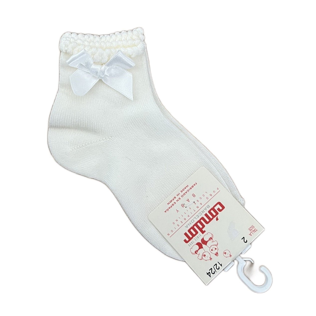 Baby Girls Cream Ankle Socks with Bow - 3-5.5 (12-24m)