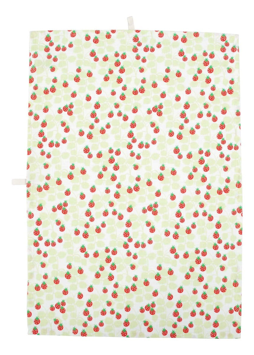 Duns Tea Towel - Wild Strawberries Paradise Green