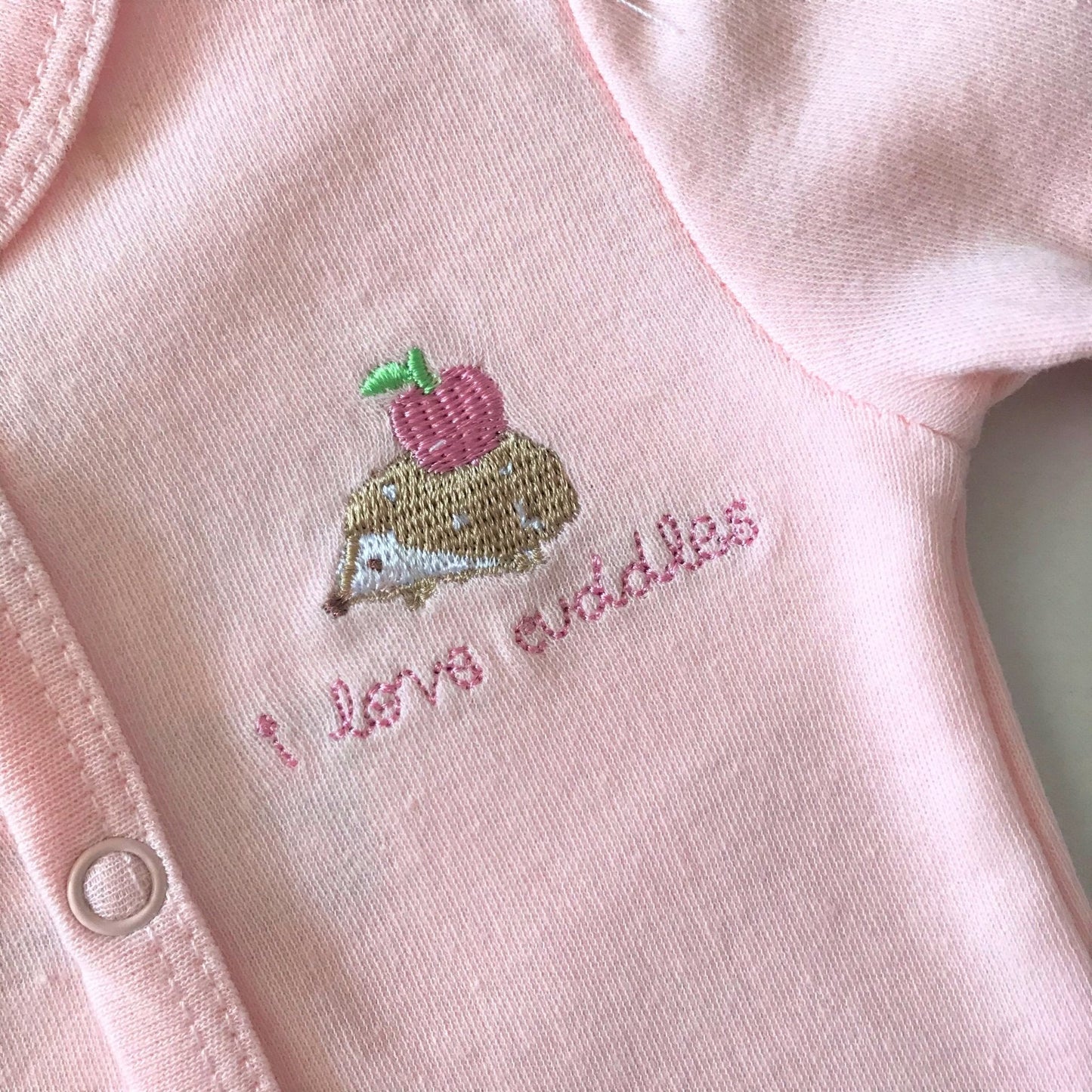 I Love Cuddles Pink Sleepsuit
