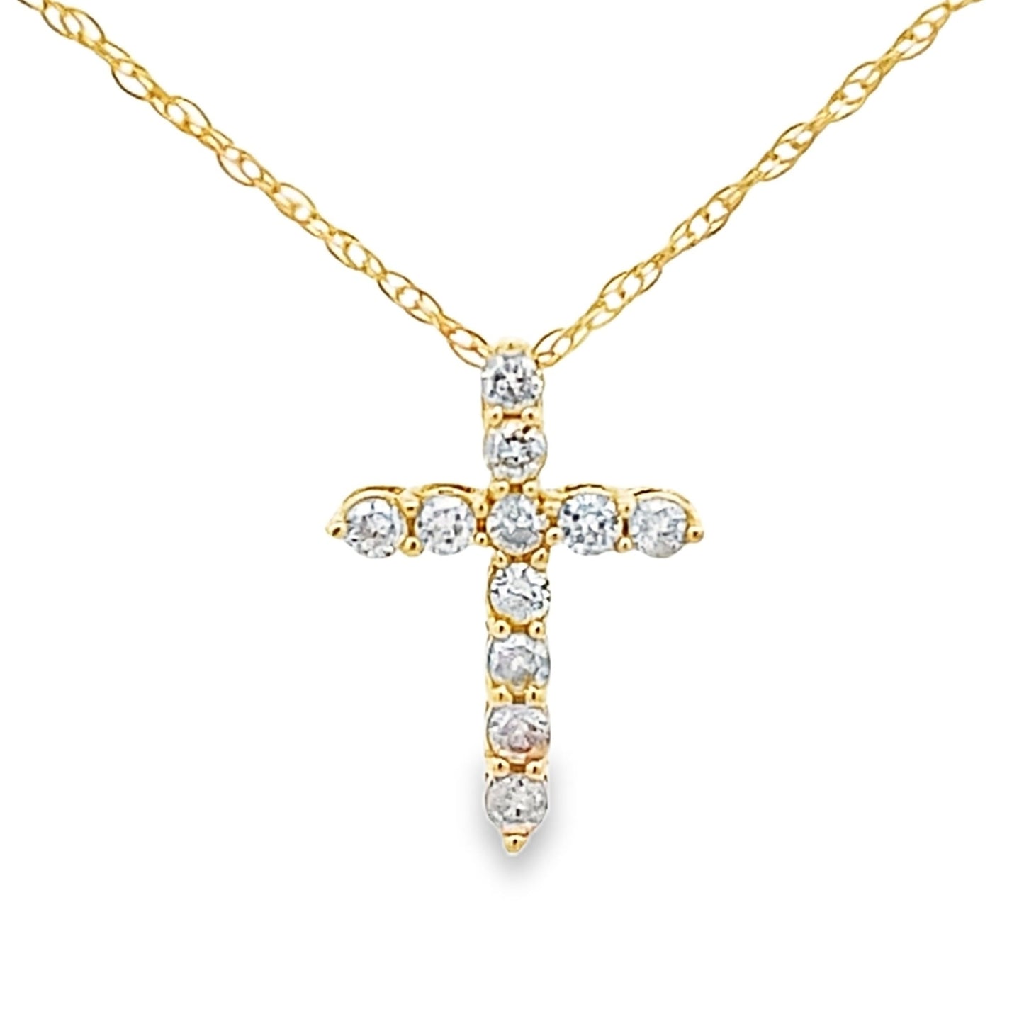 .12ct Diamond Cross Religious Pendant 14KT Yellow Gold
