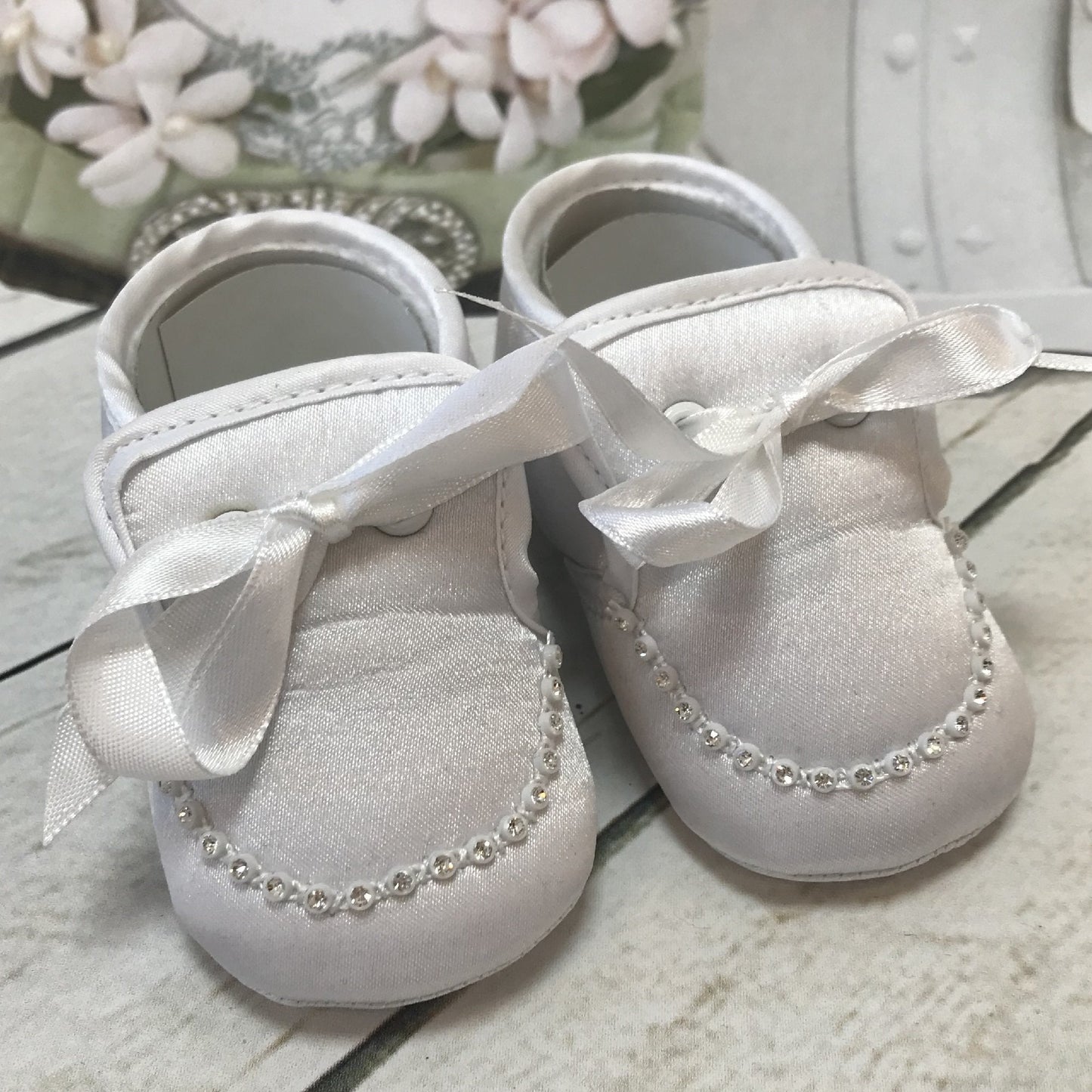 Mario Ivory or White Boys Christening Pram Shoes