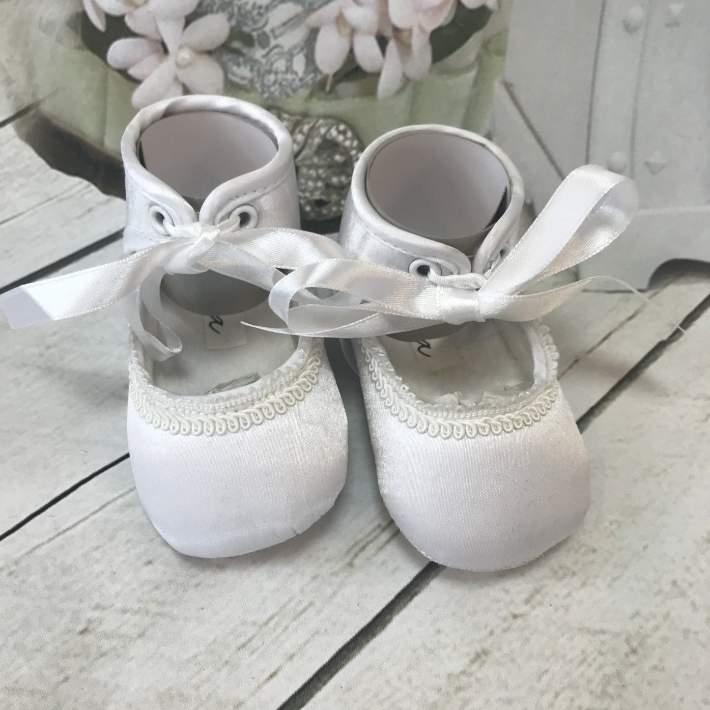 Libby Ivory or White Girls Christening Pram Shoes