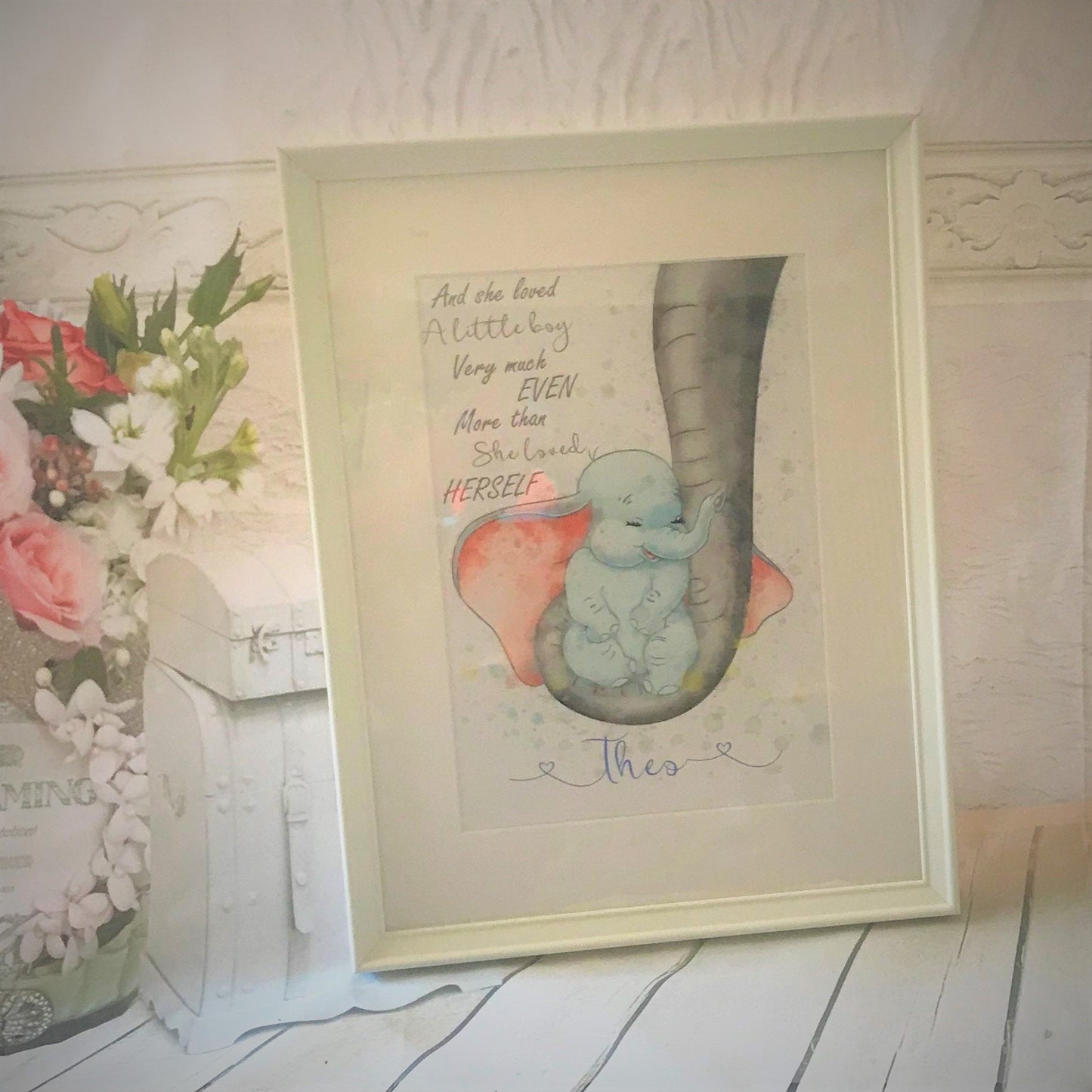 Personalised Dumbo Themed Nursery Picture For Baby Boys