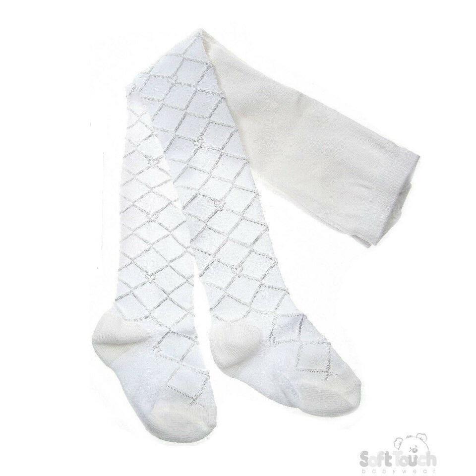 White Diamond and heart Cotton Blend Tights