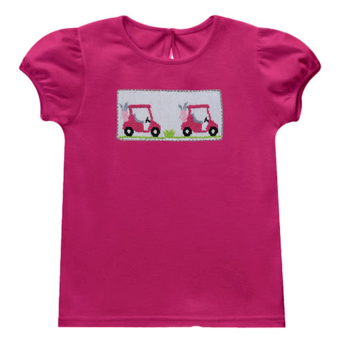 Fuscia Golf Cart Smocked Blouse & Short Set - Select Size