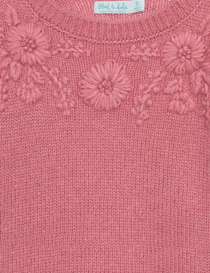 Floral Embroidered Sweater in Blush - Select Size