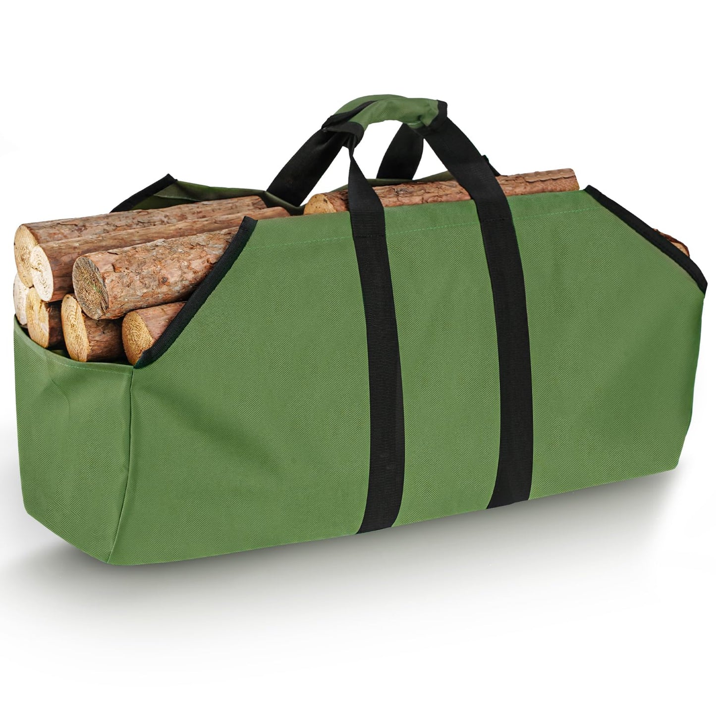 FEED GARDEN Firewood Carrier with Handles Log Carrier for Firewood Oxford Canvas Fire Wood Carrier Bag for Indoor Fireplace Wood Stove Accessories and Outdoor Camping Green
