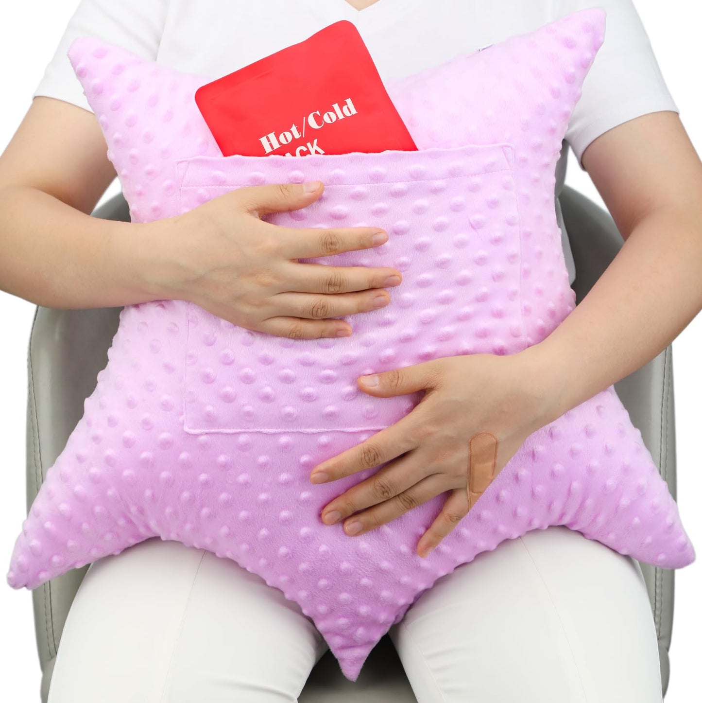 HapiPoppy Star Shape Hysterectomy Pillow Hysterectomy Recovery Must Haves Gifts with 2 Pockets Tummy Pillow Abdominal Surgery Pillows Shock Absorbing Cough Cushion Minky Dot Lavender