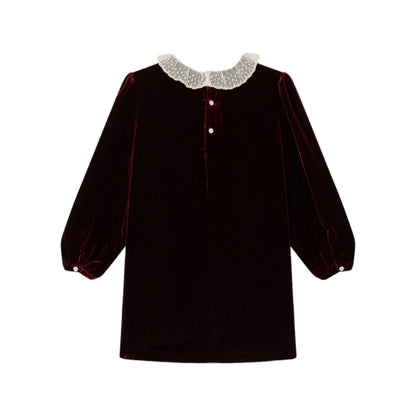 Bonpoint Bib Collar Velvet Dress