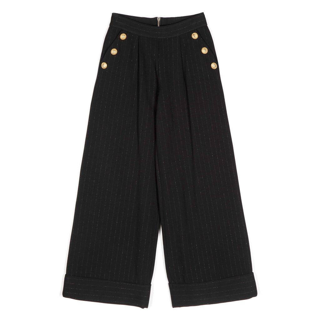 Balmain Kids Pleat Detail Wide Leg Trousers