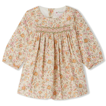 Bonpoint Félicie Smocked Dress in Cotton and Wool Liberty Fabric