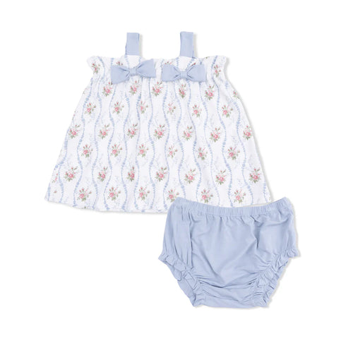 Heirloom Rose Stripe Top with Bows & Ruffle Leg Bloomer