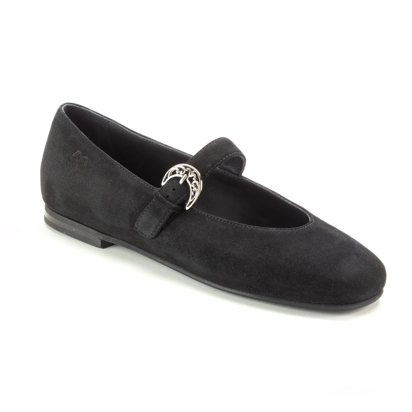 1571 - Black Suede Teen Mary Jane Flats