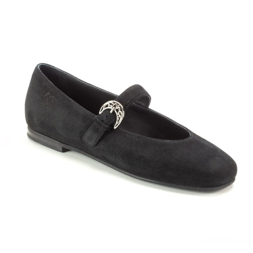 1571 - Black Suede Teen Mary Jane Flats