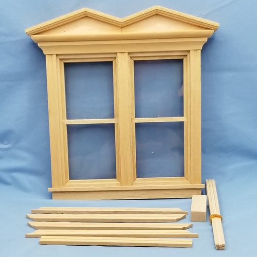 Double Hooded Victorian Non-working Window - 1/12 Scale Miniature