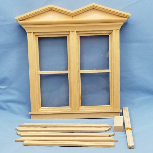 Double Hooded Victorian Non-working Window - 1/12 Scale Miniature