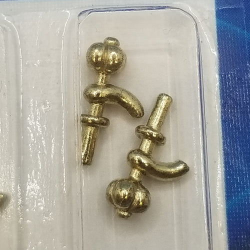 Brass Knob Style Faucets - Set of 4 - 1/12 Scale Dollhouse Miniature