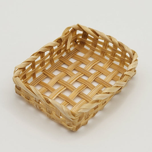 Rectangular Woven Basket - 1/12 Scale Dollhouse Miniature